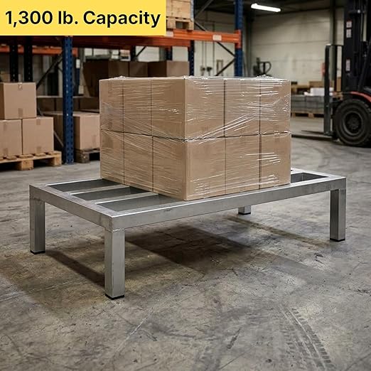 24'' x 14'' x 8'' Aluminum Welded NSF Certified Dunnage Rack - 1300 lb. Capacity for Restaurant Storage Warehouse Garage