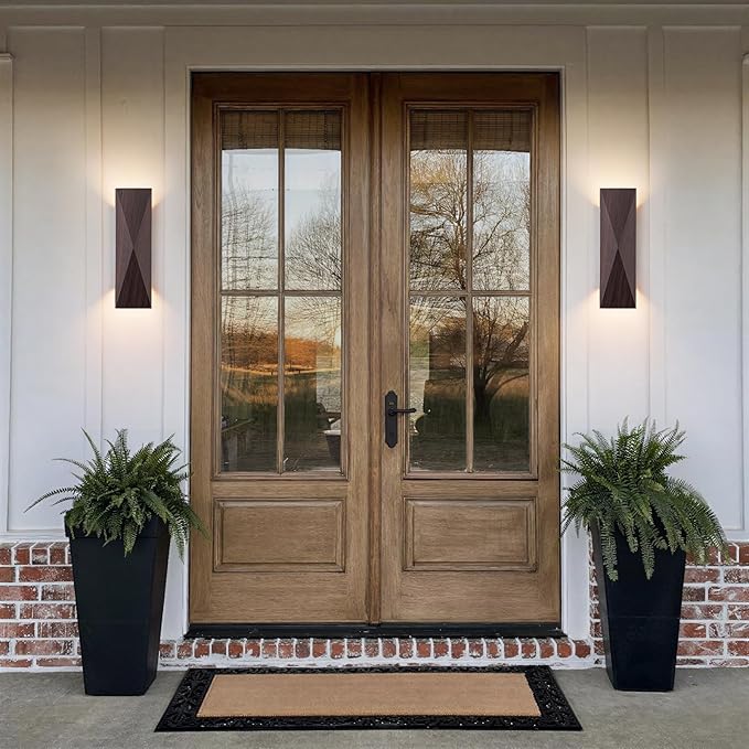 LED Outdoor Wall Sconce in Dark Walnut Finish Warm 3000K Light 15.75 Outdoor Waterproof Patio Wall Light Fixtures for Exterior House Front Door Garden Garage Porch