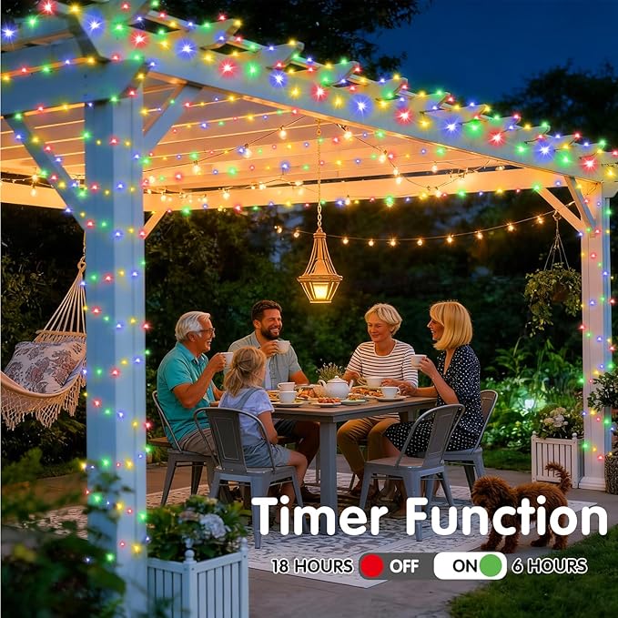 SAUIRS 197FT 500 LED Christmas Lights Outdoor String Lights with 8 Modes Timer Waterproof Fairy Light Plug in for Outside Indoor Party Xmas Palm Tree Yard Wedding Decorations(Multicolor)