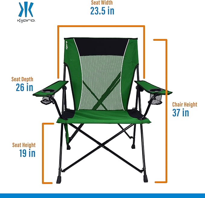 Kijaro Dual Lock Portable Camping Chairs - Enjoy the Outdoors with a Versatile Folding Chair Sports Chair Outdoor Chair &amp Lawn Chair - Dual Lock Feature Locks Position – Jasper Green