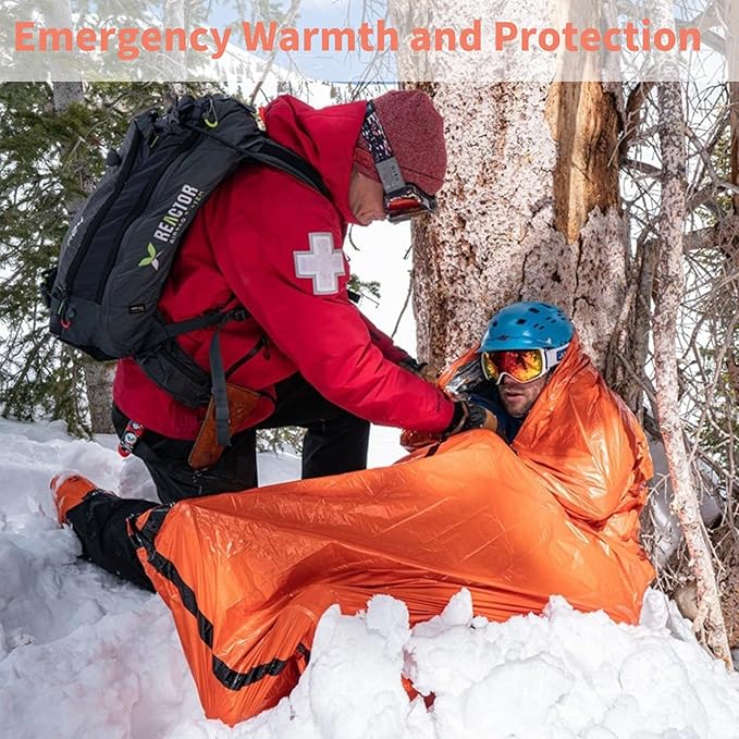 Emergency Sleeping Bag with Whistle Portable Emergency Survival Bag Lightweight Pocket Size Emergency Sleeping Bag Waterproof Thermal Bivy Sack for Camping Hiking