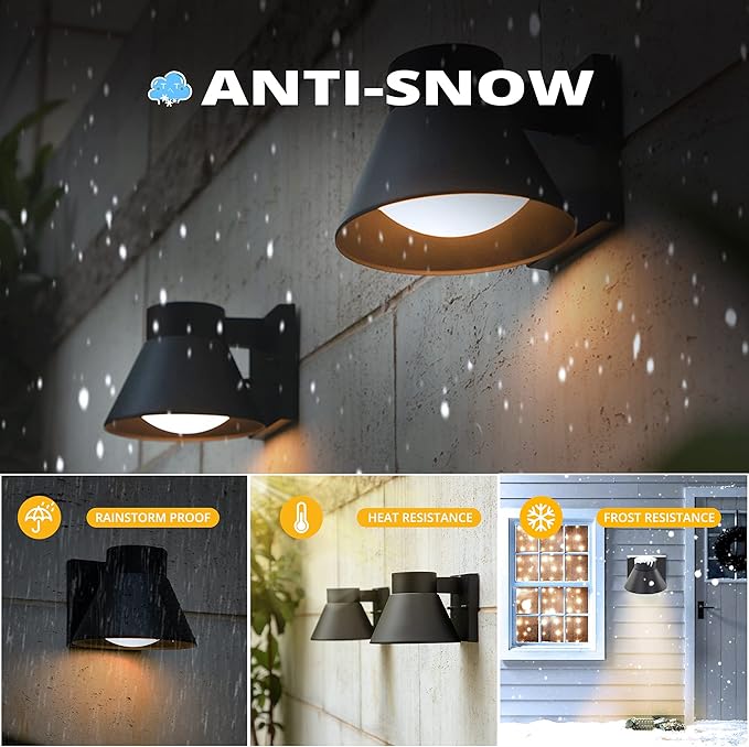 UME 2 Pack LED Outdoor Wall Light Fixtures Black Front Porch Lights Wall Mount Lighting Exterior Waterproof Wall Lantern Light Fixture Anti-Rust Farmhouse Wall Sconce for Patio Doorway Garage