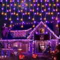 Heceltt 131FT 1280LED Halloween Lights DecorationOrange Purple Led String Lights Outdoor with 240 Drops8 Lighting ModesTimer Memory Function for Halloween Night Party Fence Yard Roof Decor