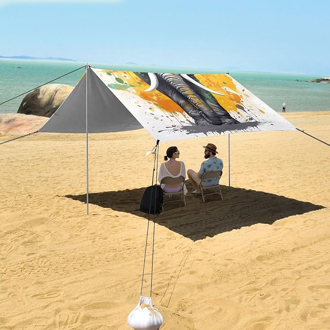 Cute ElephantCamping Sun Shelters 9.2 x 10.5 FT Beach Canopy Tent Sun Shade with Carrying Bag for Camping Trips Fishing Backyard Fun or Picnics 21340409