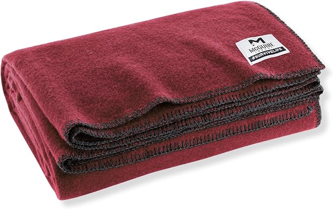 M MCGUIRE GEAR Heavy Duty Wool Blanket Survival Emergency and First Aid Use – Mil-Spec Fire Retardant Durable Outdoor Wool Blankets for Camping. - Maroon (64 x 90 inches)