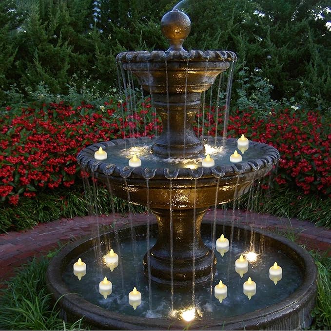 72 Pack Flameless Flickering Floating Tea Lights Warm White Battery Operated Outdoor Waterproof Candles LED Votive Tealight Candles Bulk for Wedding Centerpiece Vase Pond Halloween Decorations