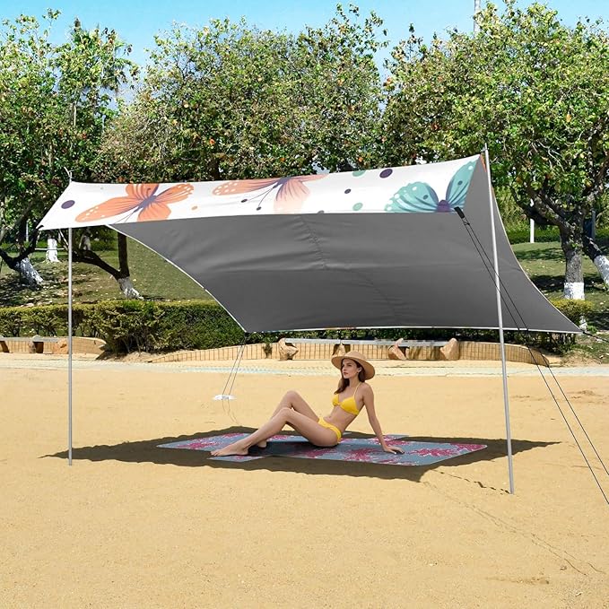 ButterflyCamping Sun Shelters 9.2 x 10.5 FT Beach Canopy Tent Sun Shade with Carrying Bag for Camping Trips Fishing Backyard Fun or Picnics 21340574