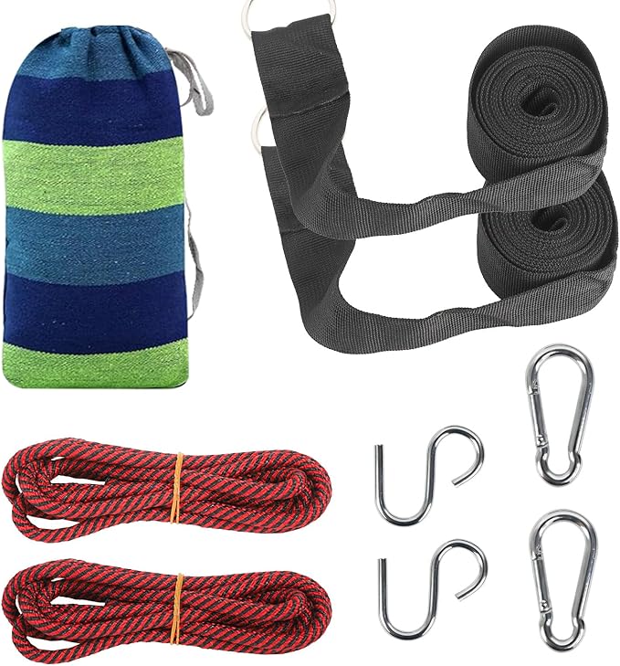 Durable Hammocks 660 Lbs Capacity Camping Essentials Hiking Gear Accessories Max 2 X Tree Straps &amp Carabiners &amp Duckbilled Buckle &amp Thicker Rope &amp Portable Carrying Bag Included (Blue
