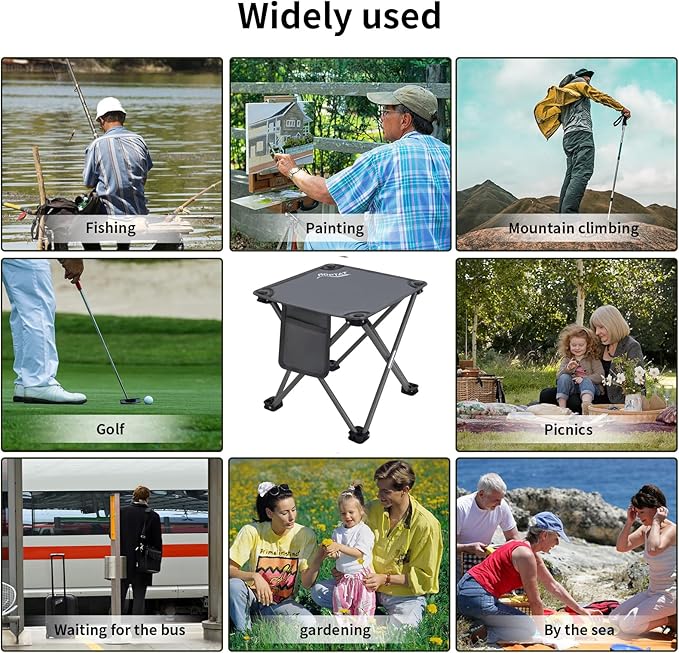 Roptat 2 Pack Camping StoolPortable Folding Compact Lightweight Stool Seat for Camping Fishing Hiking Gardening Outdoor Walking Backpacking Travelling and Beach with Carry Bag (Grey)