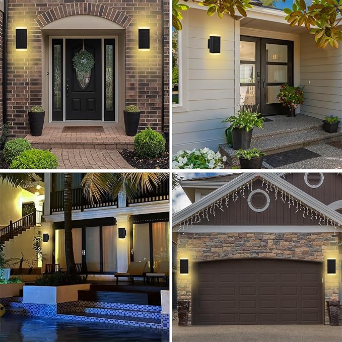 Outdoor Wall Light ZUUKOLE Waterproof Exterior Wall Sconce Anti-Rust Aluminum Wall Mount Lighting Rectangular Design – Up Down Lights Outdoor for Porch Patio or Garage 2 Pack
