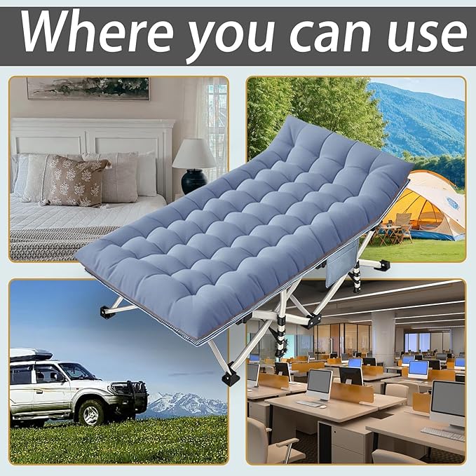 2 Pack XXL Extra Wide Camping Cots for Adults - 79 L x 32 W x 18 H Includes Comfortable Mattress &amp Carry Bag - Perfect for Indoor/Outdoor Use Vacation Travel