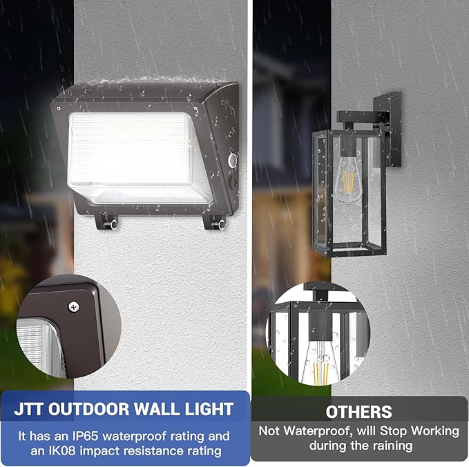 JTT 4pack 120W/96W/72W LED Wall Pack Light with Dusk to Dawn Photocell18000LM 6000K/5000K/4000K Daylight IP65 Waterproof WallPack Lights Outdoor LED [Eqv. 800W HPS/HID] for Parking LotWarehouseYard