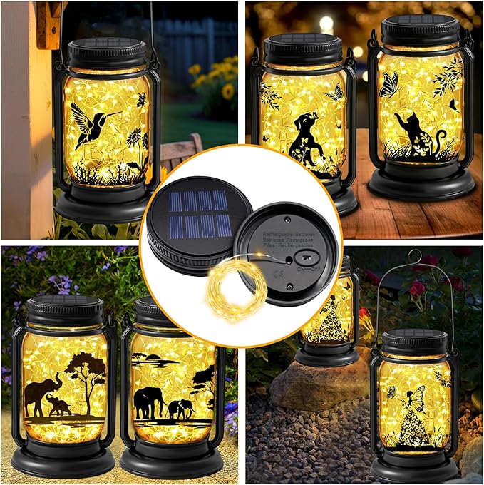6 Pack Solar Light Replacement Top Replacement Solar Light Parts for Mason Jar LanternOutdoor Decorative Waterproof Table Fairy Lights for Patio Yard Lawn Tree