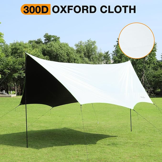 Camping Tarp with Poles Hammock Rain Fly Waterproof &amp Lightweight Tent Tarp Car Awning Sun Shelter Canopy Camping Tent Canopy for Outdoor Party Picnic