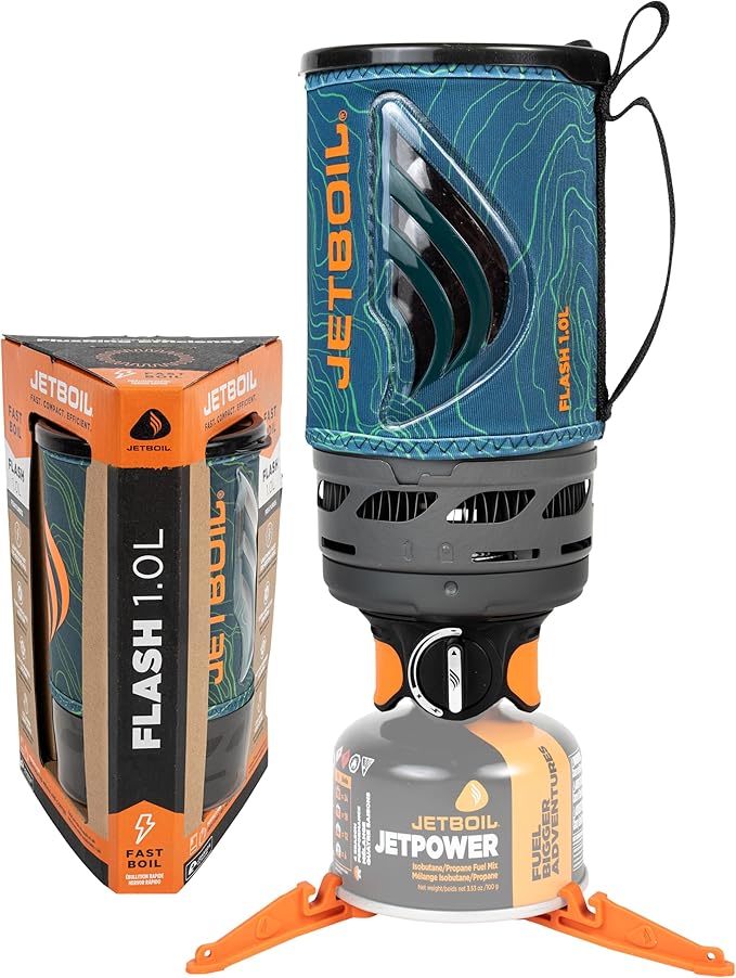 Jetboil Flash Portable Fast Boil Stove for Camping and Backpacking with 1-Step Auto Ignition Propane/Isobutane Burner with Cooking Cup