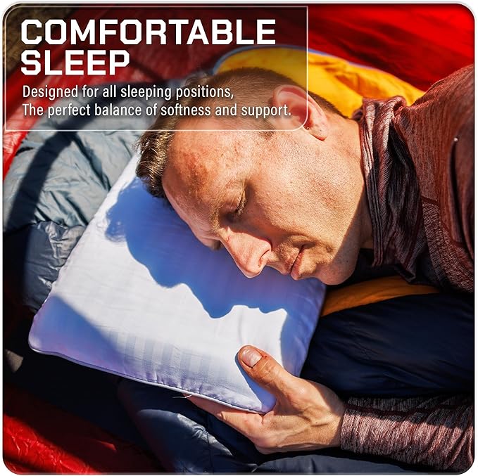Camping Pillow 2 Pack — Camp Pillow Memory Foam Pillows 2 Pack — for Sleeping Bag &amp Hiking Reliable &amp Comfortable
