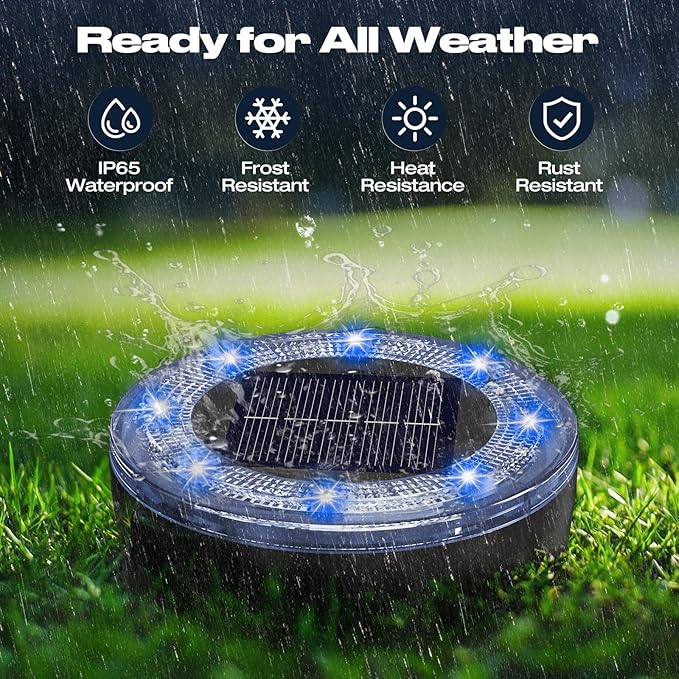 Mini Solar Ground Lights 12 Pack Solar Lights Outdoor Waterproof Upgraded LED Flat Landscape Lighting for Outside Pathway Garden Patio Yard DrivewayMulti-Colored