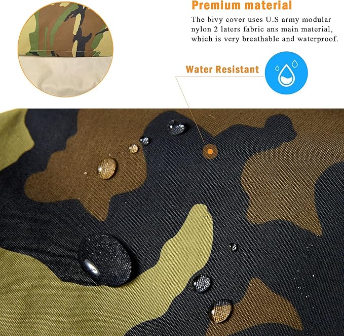 Akmax.cn Bivy Cover Sack for Military Army Modular Sleeping System Waterproof Outer Shell for Sleeping Bag Minimalist Stealth Shelter