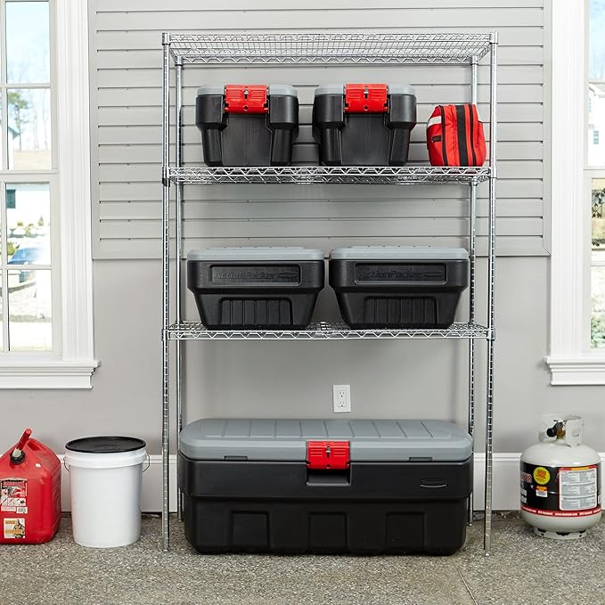 Rubbermaid ActionPacker️ 48 Gal with 8 Gal Containers Nested Lockable Storage Bins Industrial Rugged Storage Container Bundle with Lids