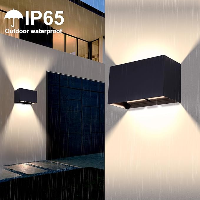 KICAAO 2 Pack Modern Wall Sconce 16W IP65 Waterproof LED Modern Outdoor Wall Light Fixtures Suitable for Indoor and Outdoor Replaceable G9 LED BulbAdjustable Light Angle(Warm Light 3000K)