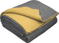 LYHome Merino Wool Blanket - Outdoor Camping and Hiking Throw Extra Warm Army Military &amp Hunting Blankets for Cold Weather Warmest Plaid Pure Sheep Wool (59 x 84 | Mustard - Gray Double-Sided)