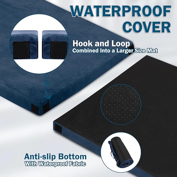 Betterhood Memory Foam Camping Mattress | Potable Backpacking Sleeping Pad W/Waterproof Cover &amp Carry Bag | Roll Up Cot Mattress for Floor TravelCamping | Kids Single or Twin