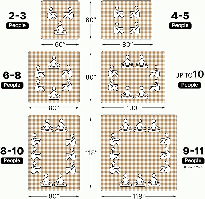 TigeJoy Extra Large Picnic Blanket Waterproof Foldable 60''x80'' Outdoor Picnic Mat Beach Blanket Sandproof for Park Grass Travel Hiking Camping Essentials Gingham Picnic Blanket