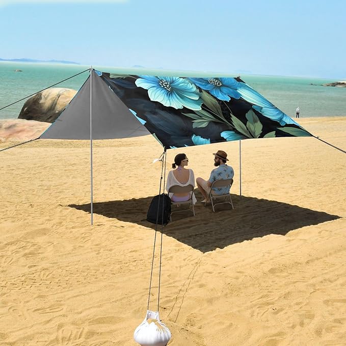 Flower FloralCamping Sun Shelters 9.2 x 10.5 FT Beach Canopy Tent Sun Shade with Carrying Bag for Camping Trips Fishing Backyard Fun or Picnics 21340025