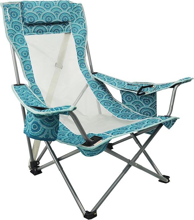 Kijaro Beach Sling Chair with Cooler Pocket - Various Fun Colors &amp Patterns - Perfect Beach Folding Chair and Camping Chair - Includes a Detachable Pillow