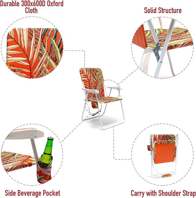 Sunnyfeel Folding Beach Chair for Adults 2 Pack Lightweight Portable Sand Chair Heavy Duty 300 LBS Foldable Camping Lawn Chairs for Camp/Outdoor/Travel/Picnic/Concert/Sports