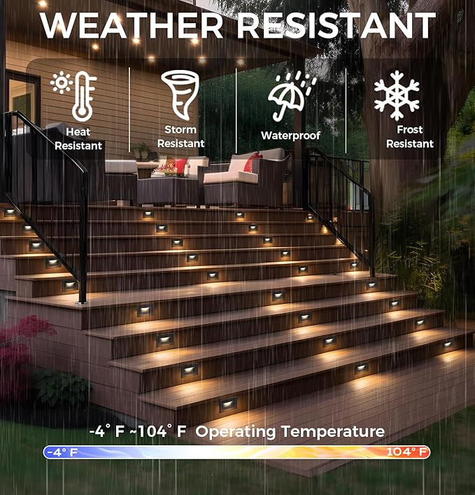CLOUDY BAY 120V Dimmbale 5 Color LED Indoor Outdoor Step Light2700K/3000K/3500K/4000K/5000K 3W 50lmStair LightBlack12 Pack