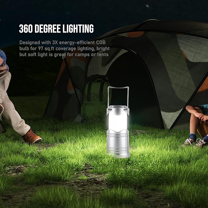 Lichamp LED Camping Lantern 4 Pack Battery Powered Flashlight for Power Outages Portable Collapsible Hanging Light Essential for Home Outdoor Emergency Lamp Survival Kit Gear for Hurricane B4SL