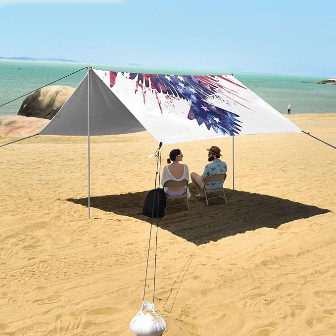 Camping Sun Shelters Design American Flag Symbol Eagle Beach Canopy 126 * 110.2in