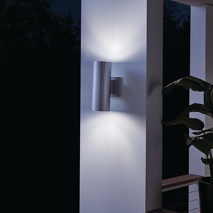 Kichler Cylinders 12 2-Light Cylinder Outdoor Wall Sconce in Brushed Aluminum (12 H x 4.75 W) 9244BA