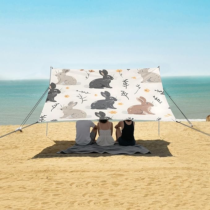 Rabbit Camping Sun Shelter Beach Tent Portable Beach Sun Shade Outdoor Canopy for Camping Trips Fishing Picnic