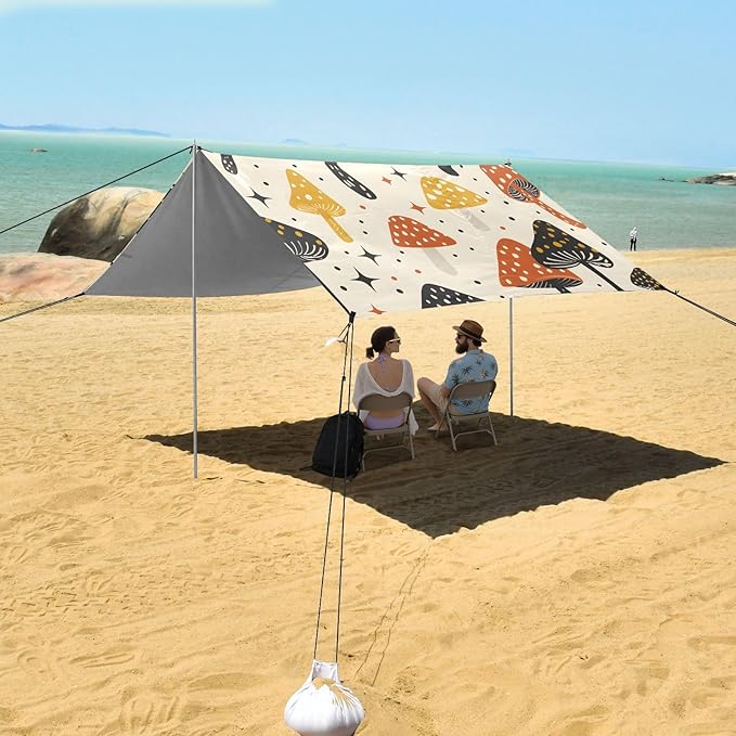 Mushroomcore Camping Sun Shelter Beach Tent Portable Beach Sun Shade Outdoor Canopy for Camping Trips Fishing Picnic
