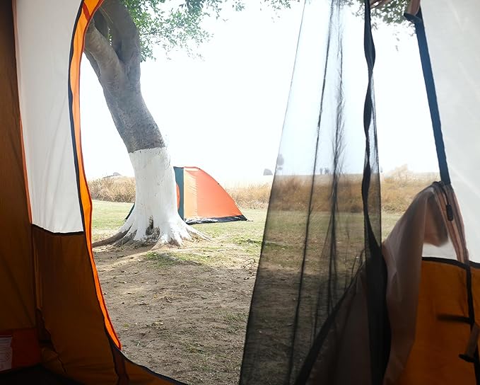 KTT Large Tent 8-10-12 PersonFamily Cabin Tents2 Rooms2 Doors and 4 Windows with MeshStraight WallWaterproofDouble LayerBig Tents for OutdoorPicnicCampingFamily Gathering