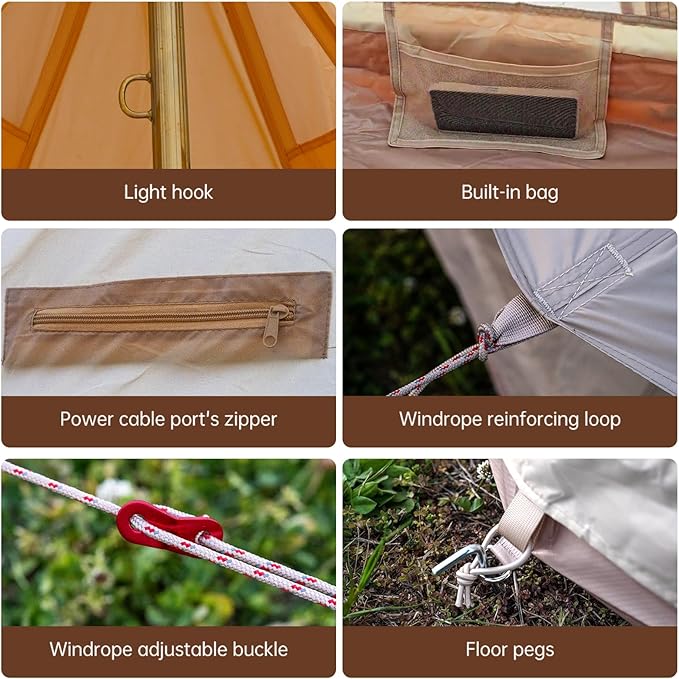Oxford Bell Tent for Family Camping - Spacious 13.1ft /16.4ft Yurt with Stove Jack Large Glamping Tents for 4-8 People 4 Season Oxford Hot Tent Shelter