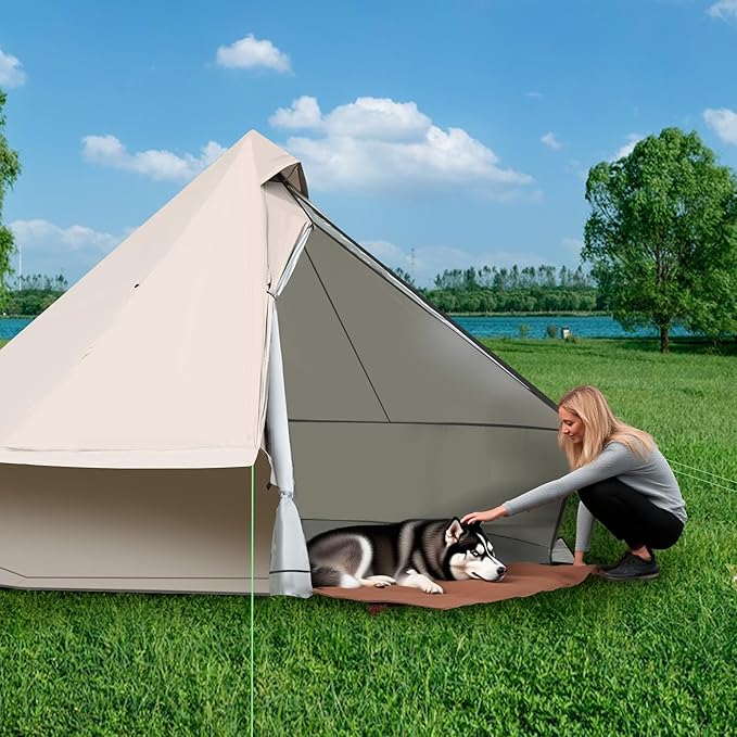 Yurt Tent 118 x 118 x 79 in 4-Season Camping Tent with Stove Jack 2-3 Person Oxford Tents Waterproof Bell Tent and Windproof Easy SetupTraveling Hiking Picnic