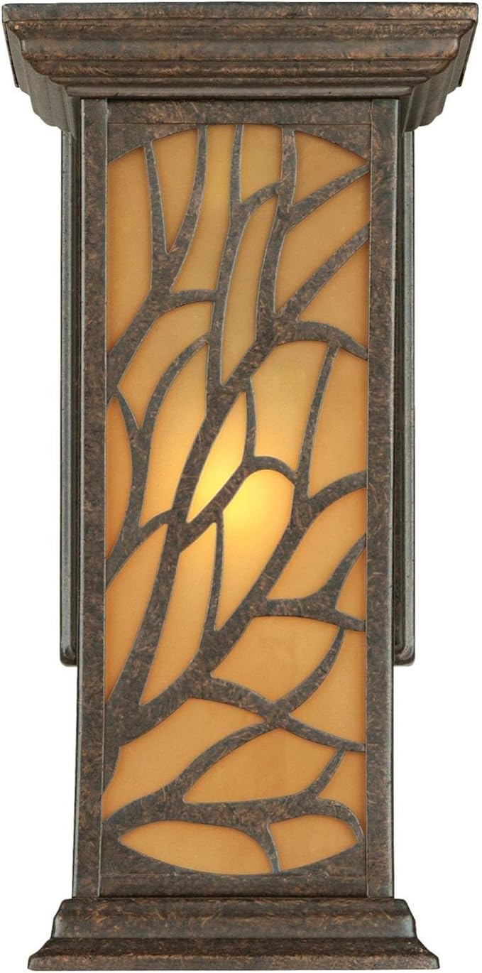 Westinghouse 6315000 Glenwillow One-Light Outdoor Wall Lantern with Amber Frosted Glass Victorian Bronze