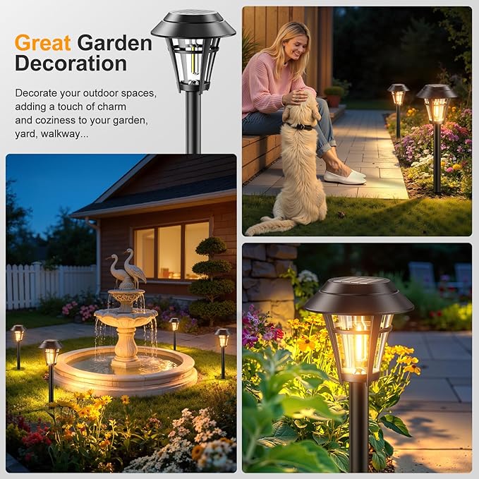LETMY Solar Pathway Lights Outdoor 10 Pack Solar Lights Outdoor Waterproof Auto On/Off Solar Powered Garden Landscape Path Lights Outdoor Solar Lights for Yard Lawn Patio Walkway Driveway
