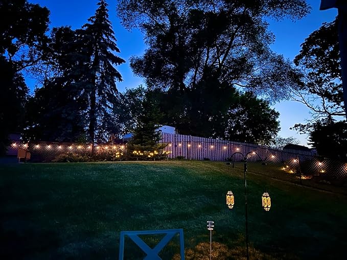 Brightech Ambience Pro Solar Powered Outdoor String Lights 48 ft Commercial Grade Waterproof Patio Lights 15 Edison Bulbs Shatterproof LED String Lights for Outside Porch - 1W Soft White