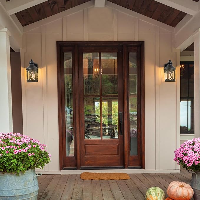 Outdoor Wall Sconce Waterproof Exterior Light Fixture Matte Black Porch Lantern Lights with Clear Glass Shade for Garage Patio Front Door Balcony