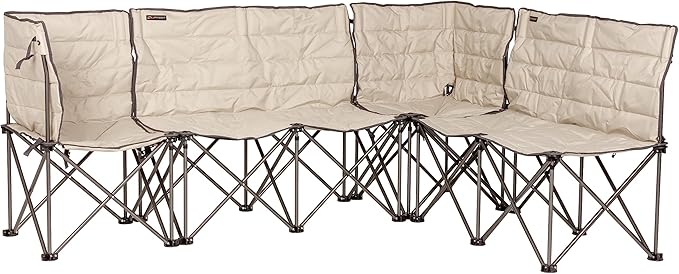 Lippert Campfire Folding Sectional Couch - Sand High-Loft Foldable Sofa Customizable Expandable Size Power Coated Steel Frame Durable 600D Outdoor Polyester Fabric 2022120589