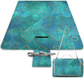 Turquoise Pattern Beach BlanketPortable Waterproof Picnic Blanket58.3''x 58.3'' Extra Large Picnic Mat for BeachCamping Grass Lawn Park Accessorie for Festival BBQ