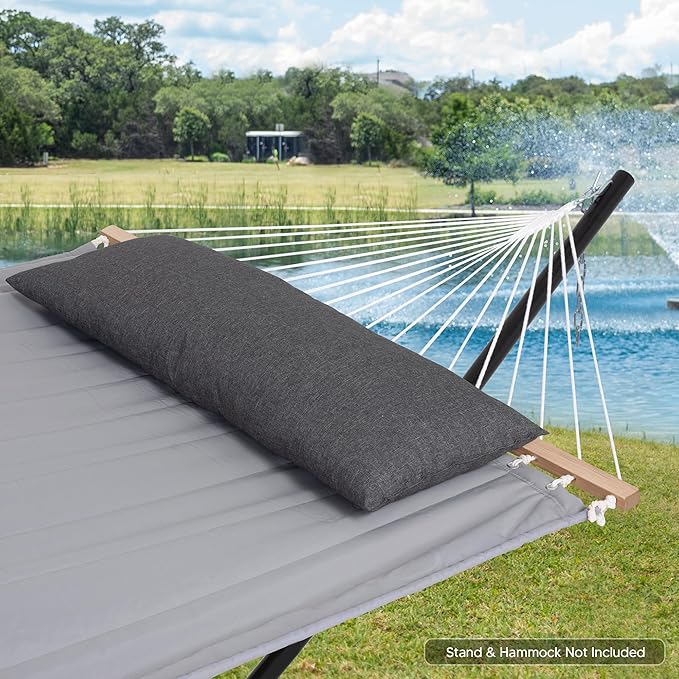 SUNCREAT Detachable Extra Large Outdoor Hammock Pillow with Ties Dark Gray