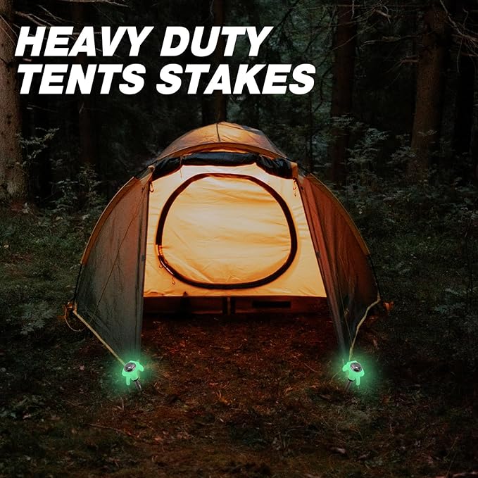 40 Pcs 8 Screw in Tent Stakes Heavy Duty Tent Stakes Drillable Ground Anchors Screw Metal Tent Pegs Threaded Tent Spikes with Head Driver for Swing Inflatable Decor (Illuminant White)