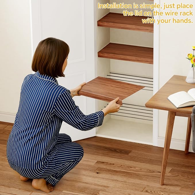 6 PCS Wire Rack Covers for Pantry Wood Grain 24'' W * 12'' D (Ready to Use) Faux Wood Shelf Covers for Wire Shelving Rustic Closet Shelves Covering Toppers - Bathroom Kitchen Garage (Brown)