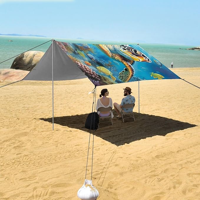 Sea TurtleCamping Sun Shelters 9.2 x 10.5 FT Beach Canopy Tent Sun Shade with Carrying Bag for Camping Trips Fishing Backyard Fun or Picnics 21341767