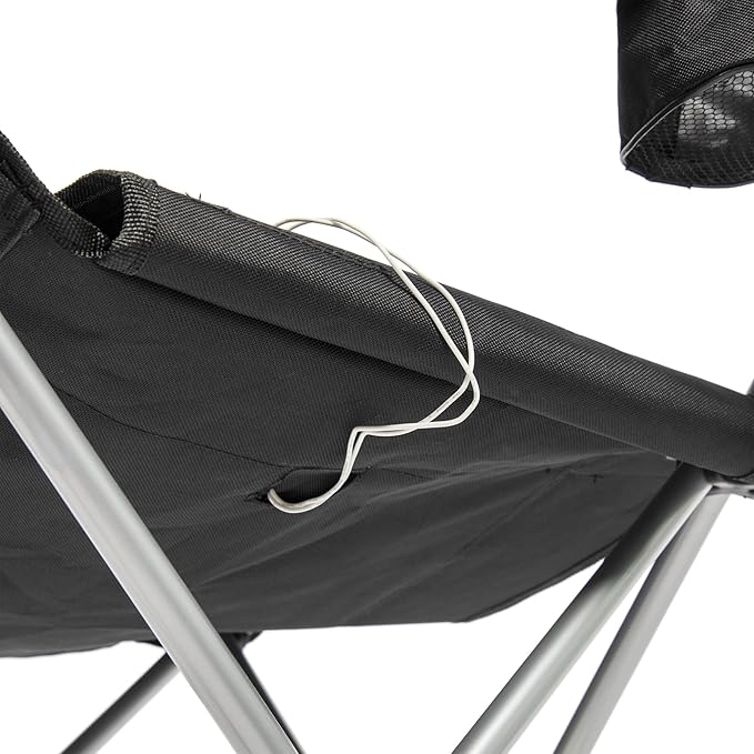 CAMP &amp GO Heated Deluxe Quad Camping Chair Folding Heated Chair with 18 USB Cable Storage Compartment and Cup Holders Black